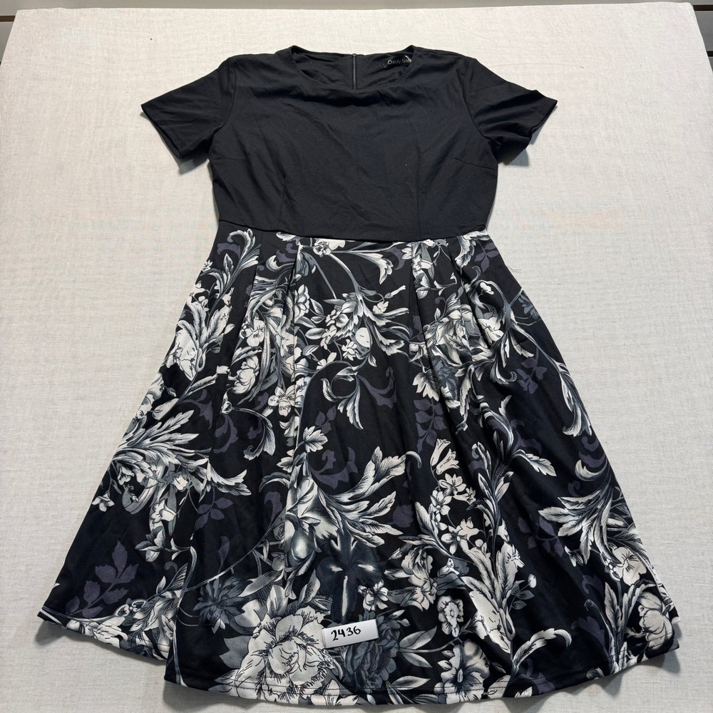 Women’s Black Floral Midi Dress - Classic Fit